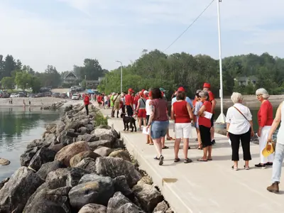 People gathered in the Big Bay Dock for Canada Day